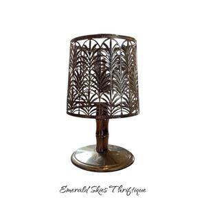 Bath Body Works PALM TREES Gold Metal Pedestal 3-wick Candle Holder free ship